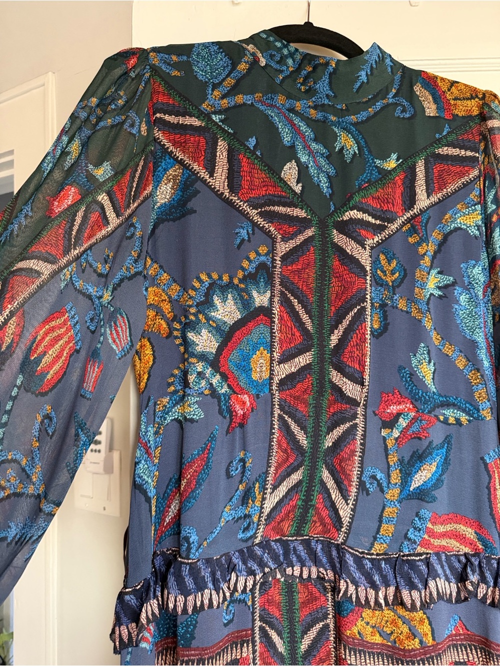 FARM Rio Blue Multi-Print Long Sleeve Maxi Dress - Picture 9 of 16